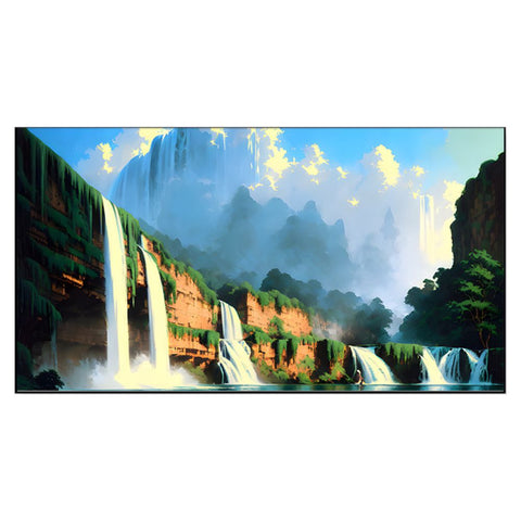 Beautiful Tropical Waterfall Forest Jungle Nature Floating Frame Canvas Wall Painting