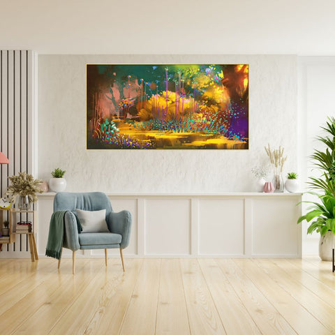 Elegant Golden Flowers Branches Vintage 3d Floral Floating Frame Canvas Wall Painting