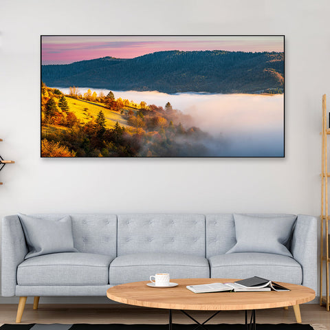 Colorful Trees Mountain Modern Art Floating Frame Canvas Wall Painting