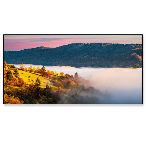 Colorful Trees Mountain Modern Art Floating Frame Canvas Wall Painting