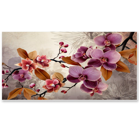 Orchid Flowers Floating Frame Canvas Wall Painting