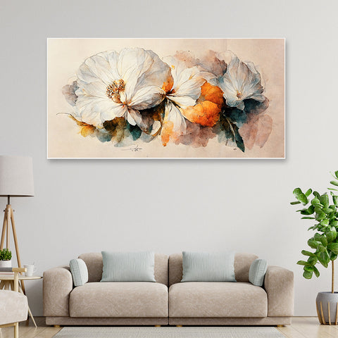 Digital Art Print 3d Vibrant Flower Floating Framed Canvas Wall Painting