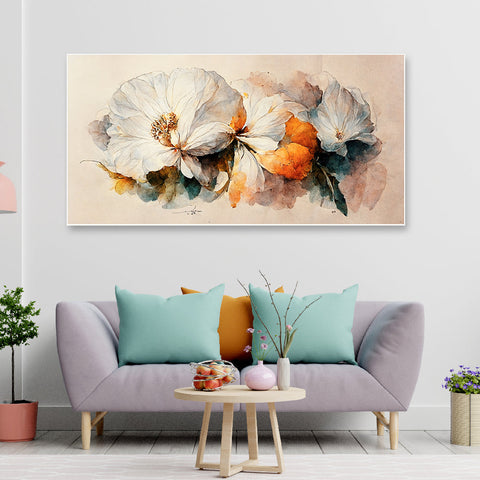 Digital Art Print 3d Vibrant Flower Floating Framed Canvas Wall Painting