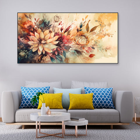 Elegant Flower Painting with Floating Frame