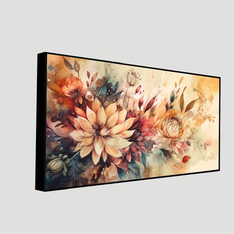 Elegant Flower Painting with Floating Frame