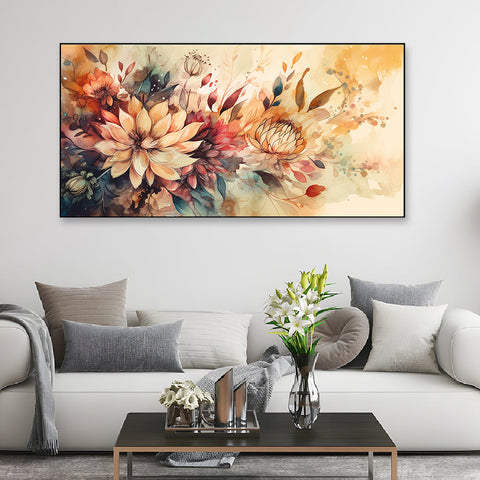 Elegant Flower Painting with Floating Frame