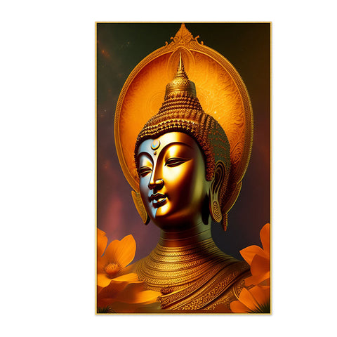 Lord Budha Meditating Floating Frame Canvas Painting for Home Decoration