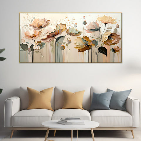 Blossom Abstract Flower Aesthetic Floating Frame Canvas Wall Painting