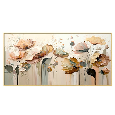 Blossom Abstract Flower Aesthetic Floating Frame Canvas Wall Painting