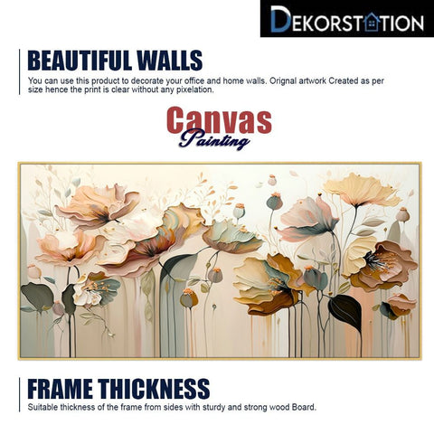 Blossom Abstract Flower Aesthetic Floating Frame Canvas Wall Painting