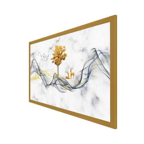 Abstract Golden Modern Art Canvas Wall Painting With Floating Frame For Home DÃ©cor