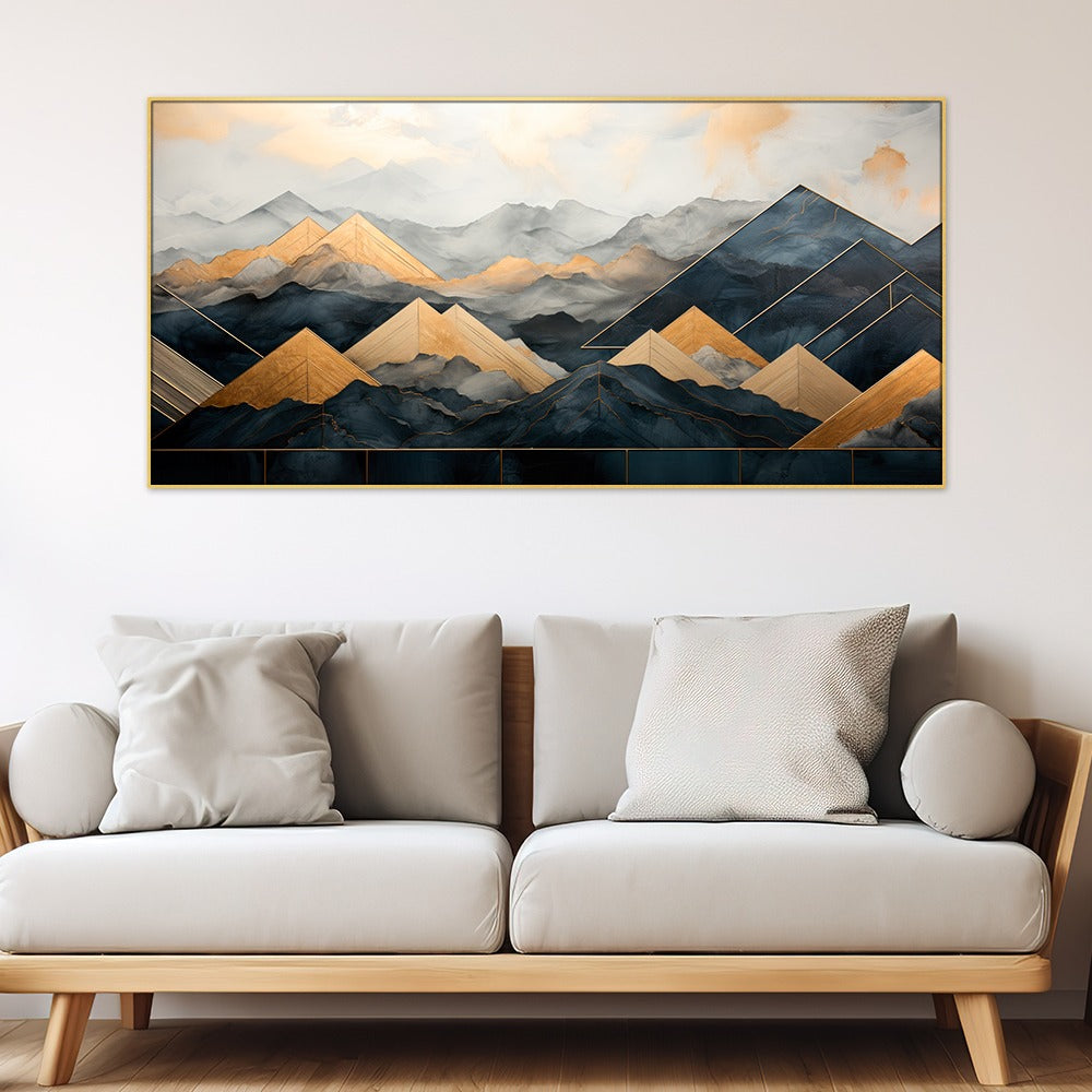 Abstract Mountain Modern Floating Frame Canvas Painting For Wall DÃ©cor