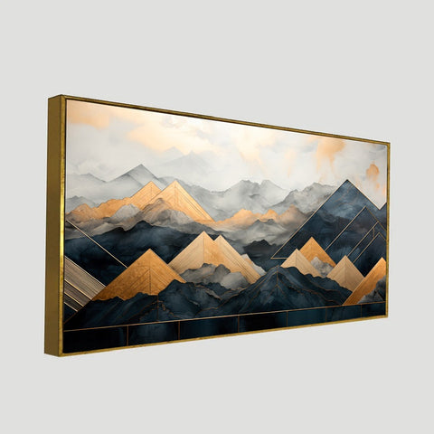 Abstract Mountain Modern Floating Frame Canvas Painting For Wall DÃ©cor