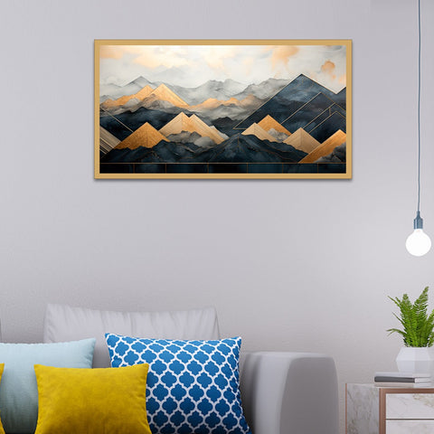 Abstract Mountain Modern Floating Frame Canvas Painting For Wall DÃ©cor