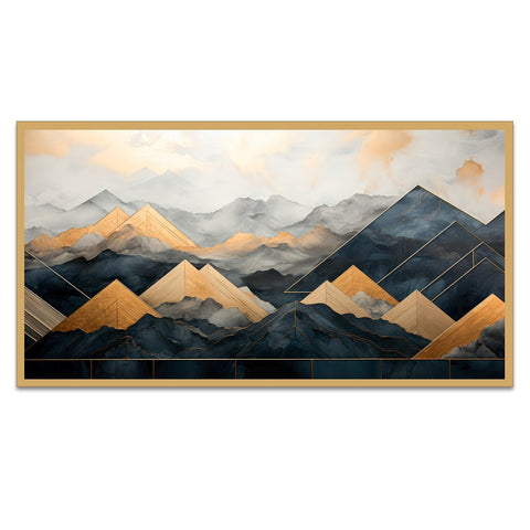 Abstract Mountain Modern Floating Frame Canvas Painting For Wall DÃ©cor