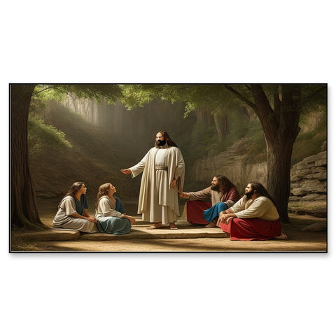 Lord Jesus Christ Religious Floating Frame Canvas Painting for Wall DÃ©cor