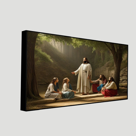 Lord Jesus Christ Religious Floating Frame Canvas Painting for Wall DÃ©cor