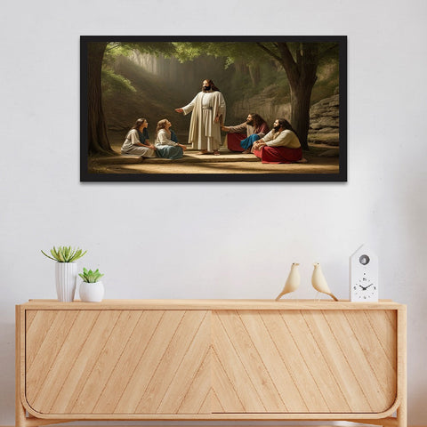 Lord Jesus Christ Religious Floating Frame Canvas Painting for Wall DÃ©cor