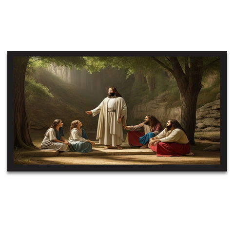 Lord Jesus Christ Religious Floating Frame Canvas Painting for Wall DÃ©cor