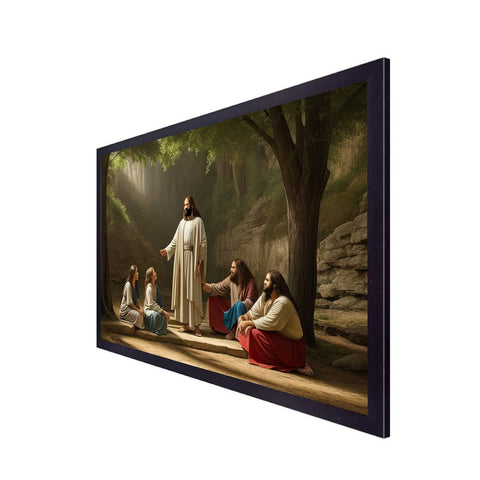 Lord Jesus Christ Religious Floating Frame Canvas Painting for Wall DÃ©cor