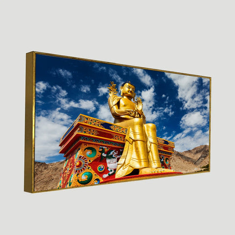 Buddhist Monastery in Ladakh Floating Frame Vastu Buddha Canvas Wall Painting