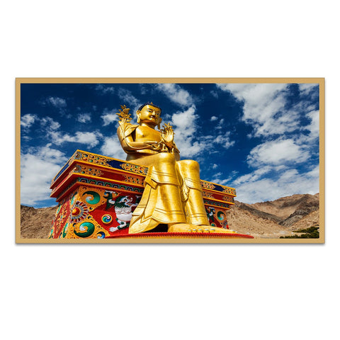 Buddhist Monastery in Ladakh Floating Frame Vastu Buddha Canvas Wall Painting