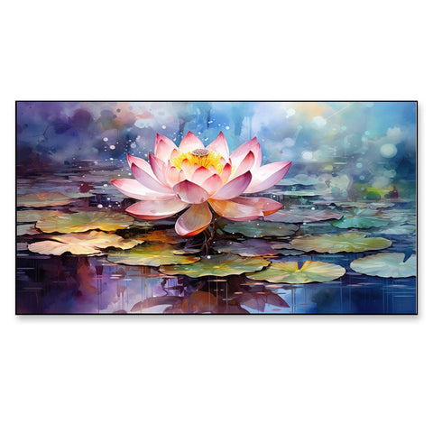 Pink Lotus Flower Floating Frame Canvas Wall Painting