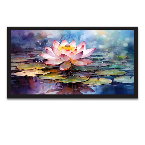 Pink Lotus Flower Floating Frame Canvas Wall Painting