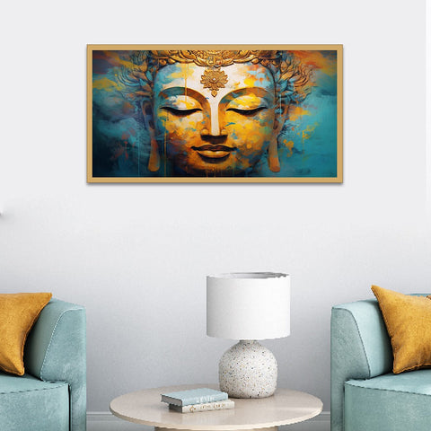 Meditating Buddha Peace and Harmony Vastu Floating Frame Canvas Wall Painting