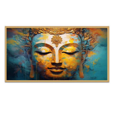 Meditating Buddha Peace and Harmony Vastu Floating Frame Canvas Wall Painting