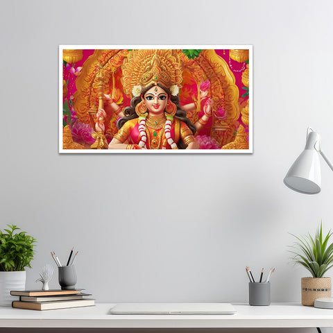 Goddess Durga Maa Hindu Religious Floating Frame Canvas Wall Painting