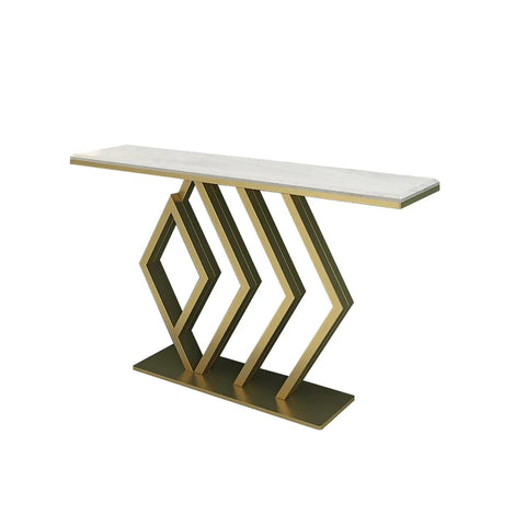 Classic Golden Console Table In Geometric Pattern