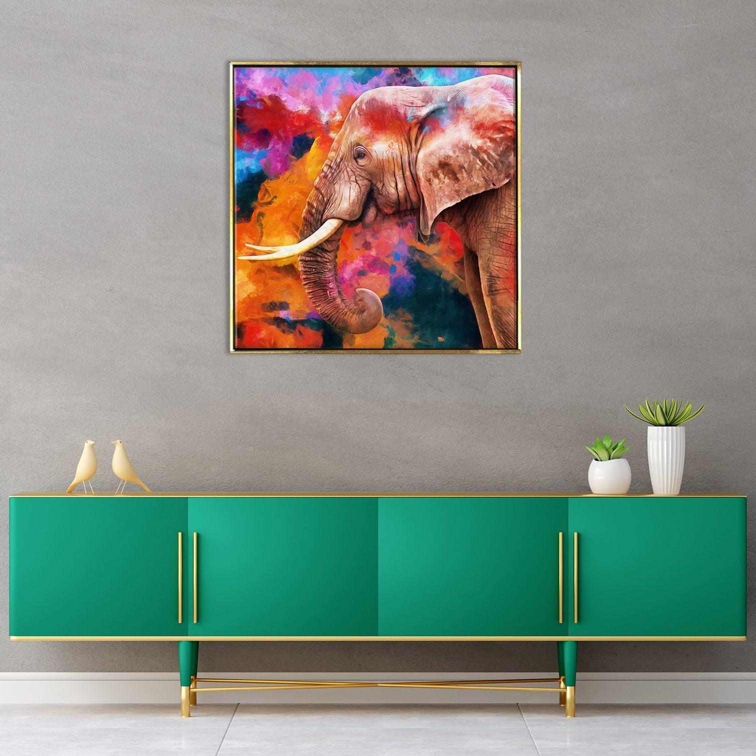 Elephant Vastu Canvas painting Framed For Home Decor 24x24 Inch