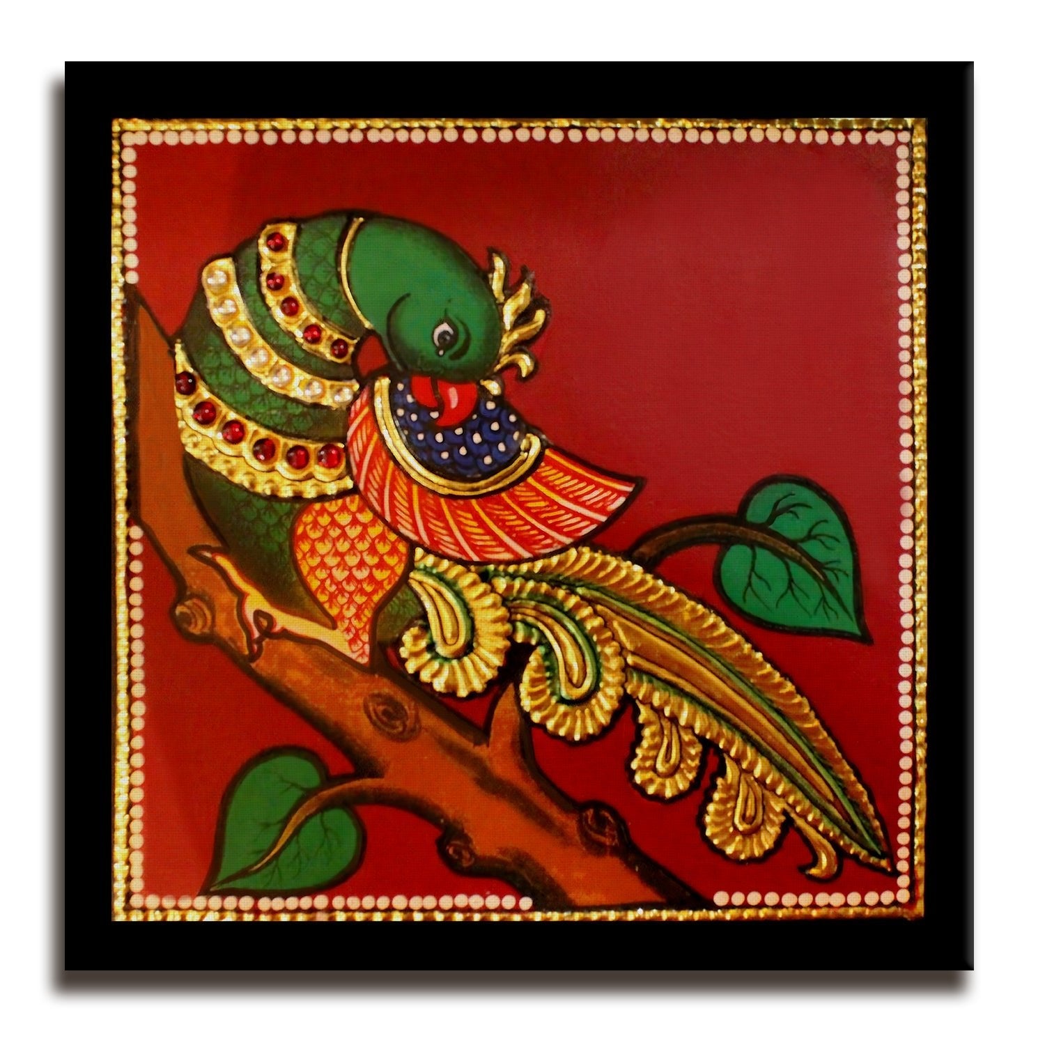 Ethnic Tanjore Wall Art Canvas Painting For Home Decoration