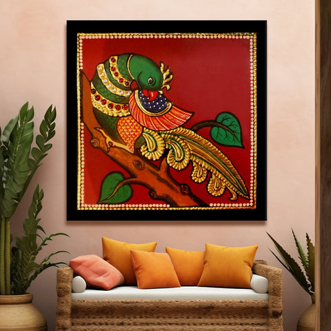 Ethnic Tanjore Wall Art Canvas Painting For Home Decoration