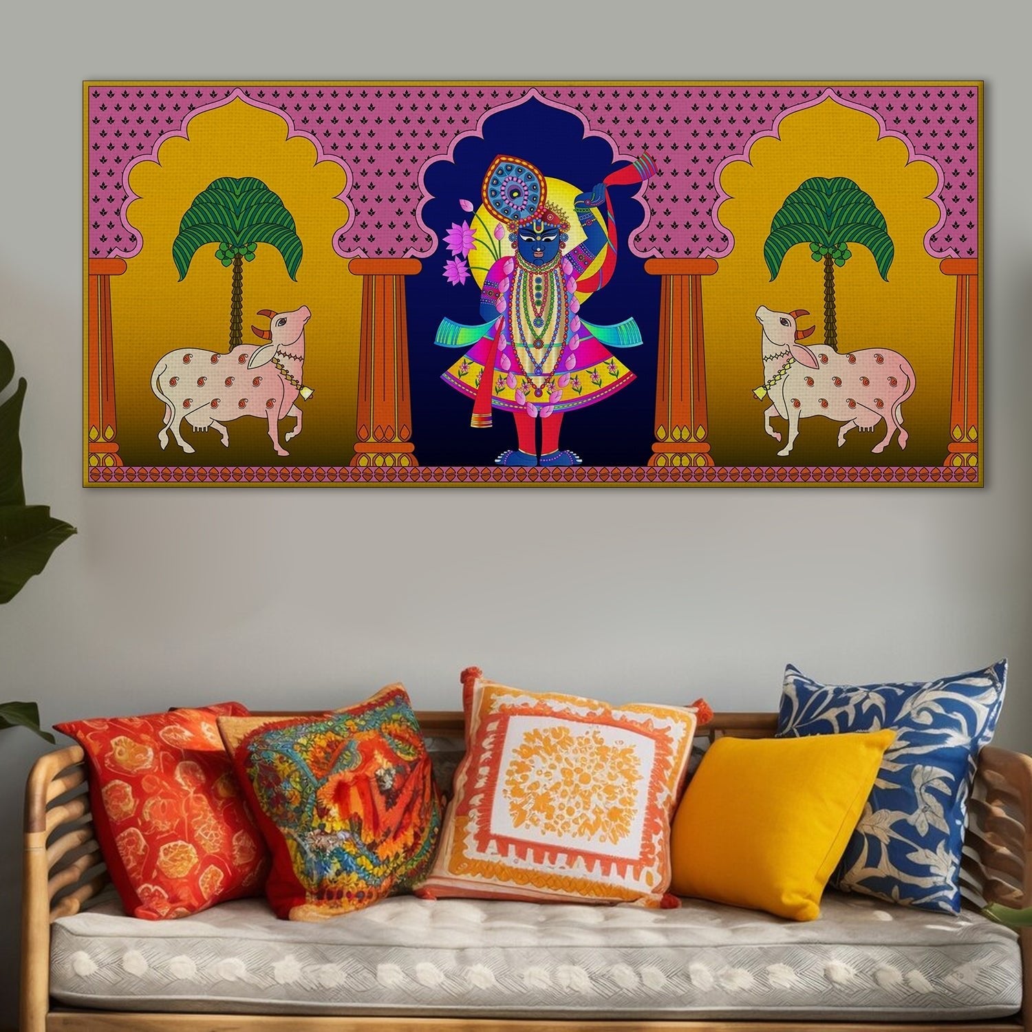 Ethnic Traditional Indian Pichwai Wall Art Canvas Painting