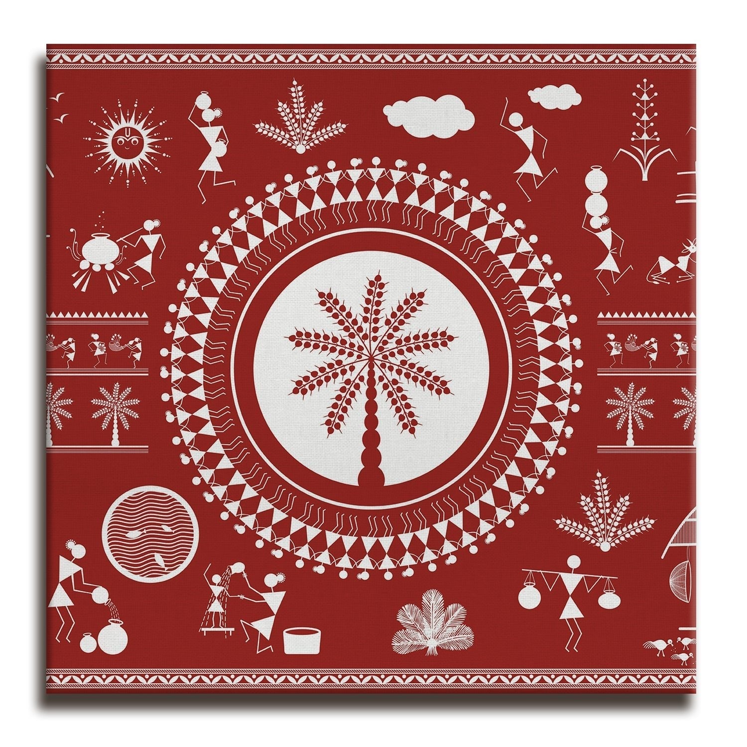 Ethnic Warli Wall Art Canvas Painting For Home Decor Ready To Hang Art