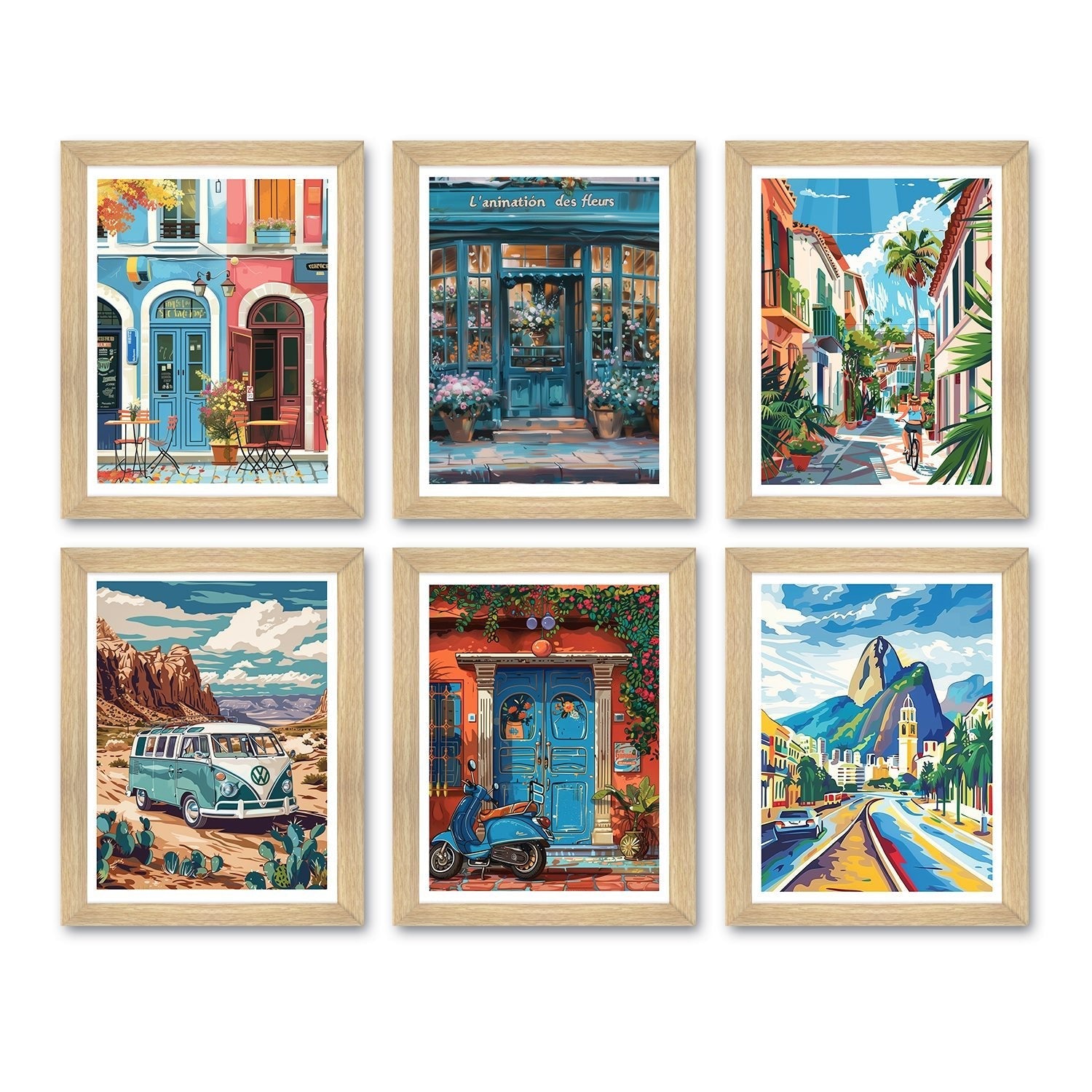 European Cafe & Travel Art Framed Poster Sets (ARTFM022)