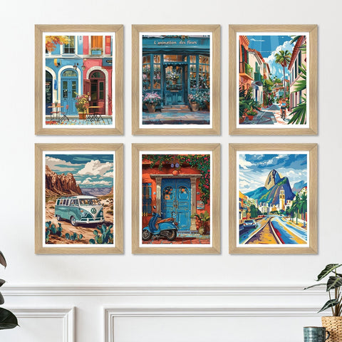 European Cafe & Travel Art Framed Poster Sets (ARTFM022)