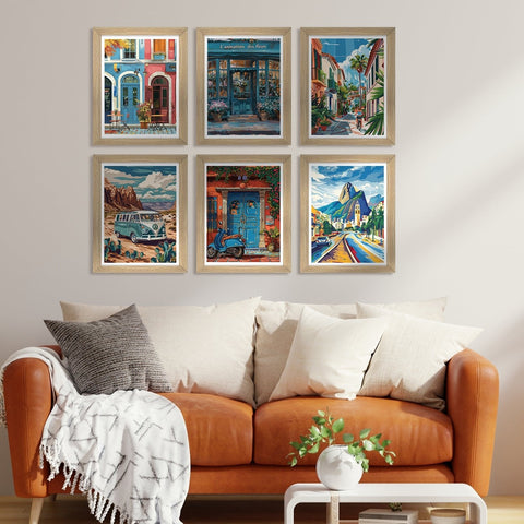 European Cafe & Travel Art Framed Poster Sets (ARTFM022)