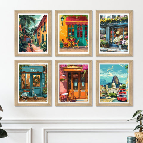 European Cafe & Travel Art Framed Poster Sets (ARTFM024)