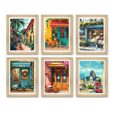 European Cafe & Travel Art Framed Poster Sets (ARTFM024)