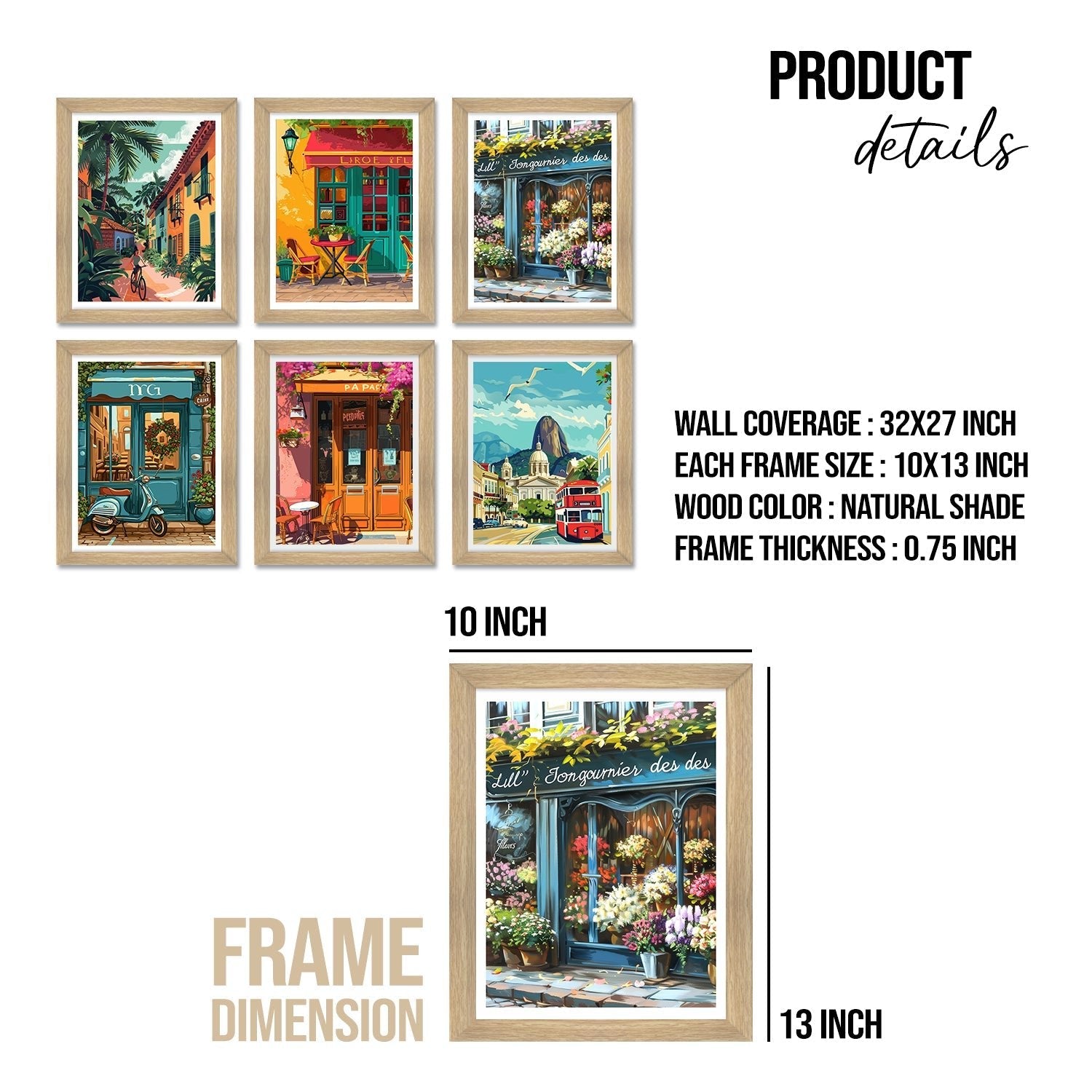 European Cafe & Travel Art Framed Poster Sets (ARTFM024)