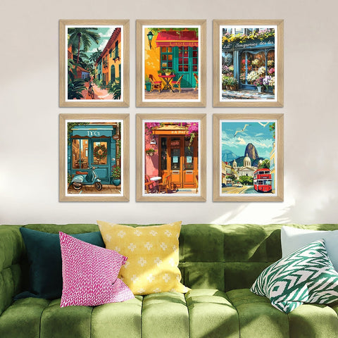 European Cafe & Travel Art Framed Poster Sets (ARTFM024)