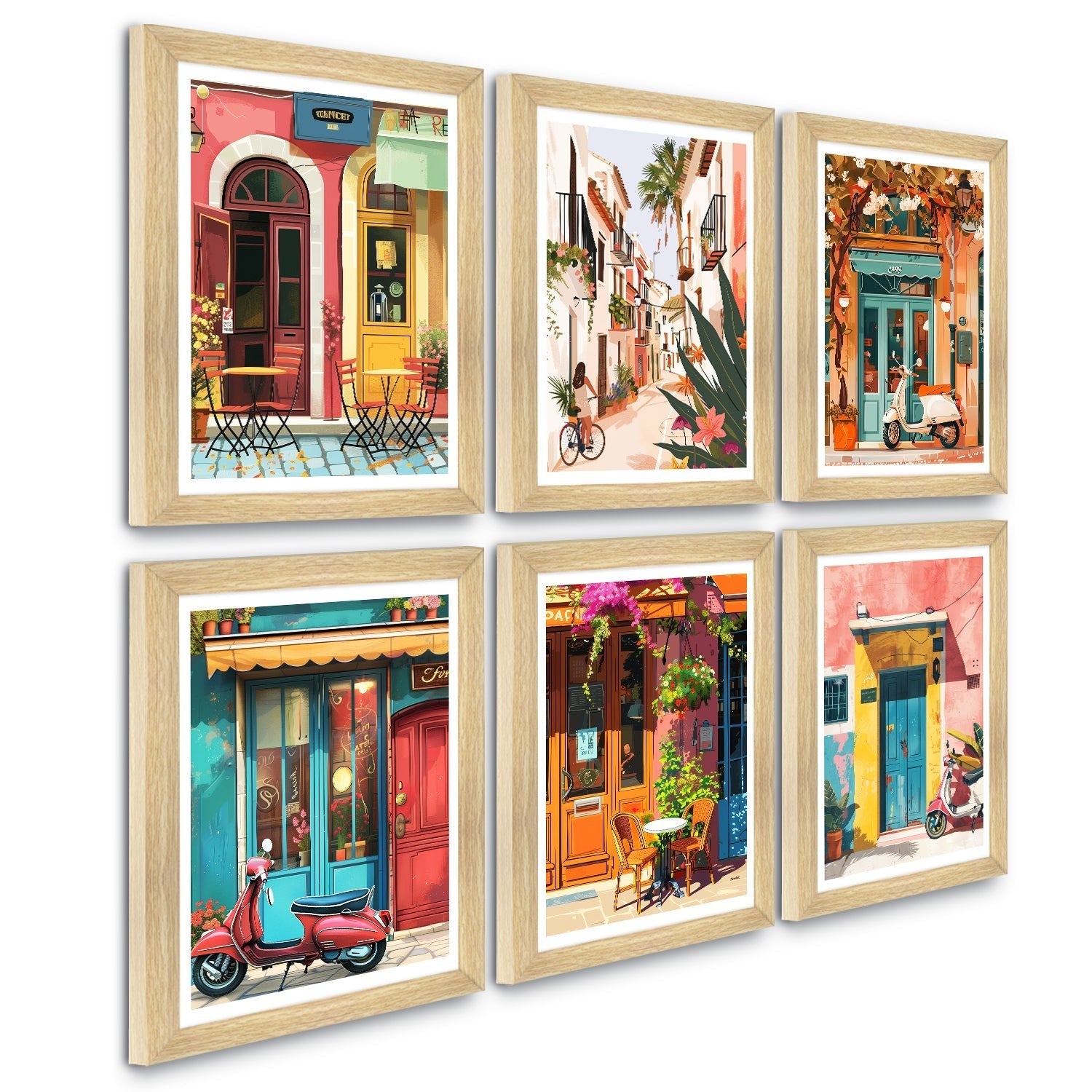 European Cafe & Travel Art Framed Poster Sets (ARTFM025)