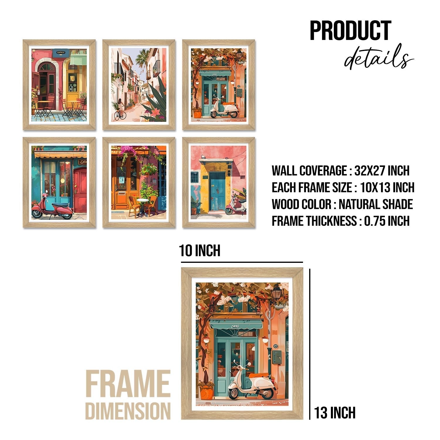 European Cafe & Travel Art Framed Poster Sets (ARTFM025)