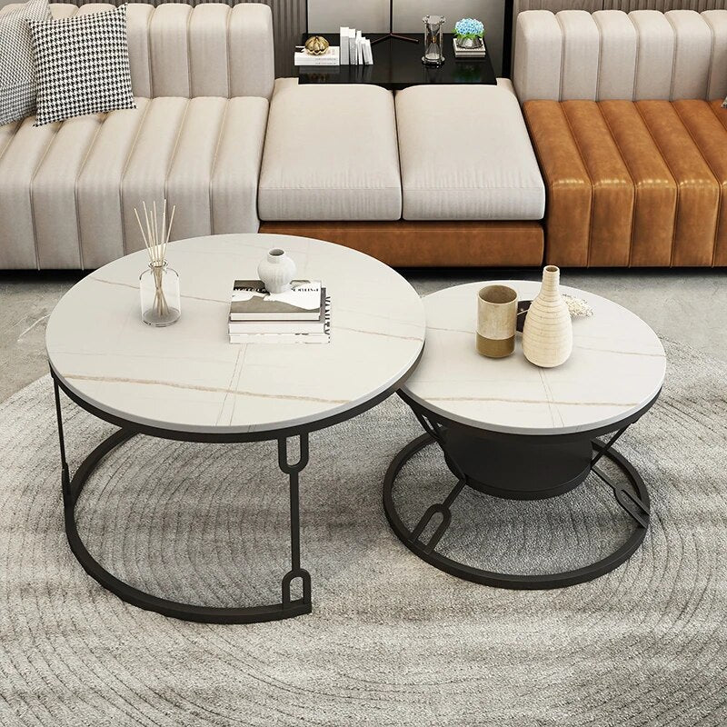 Modern Black Coffee Table with Metal Frame