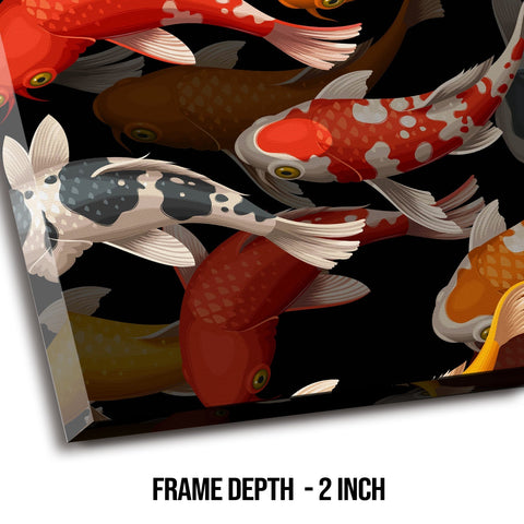 Feng Shui Koi Fish Canvas Painting Framed For Home and Office Wall Decoration