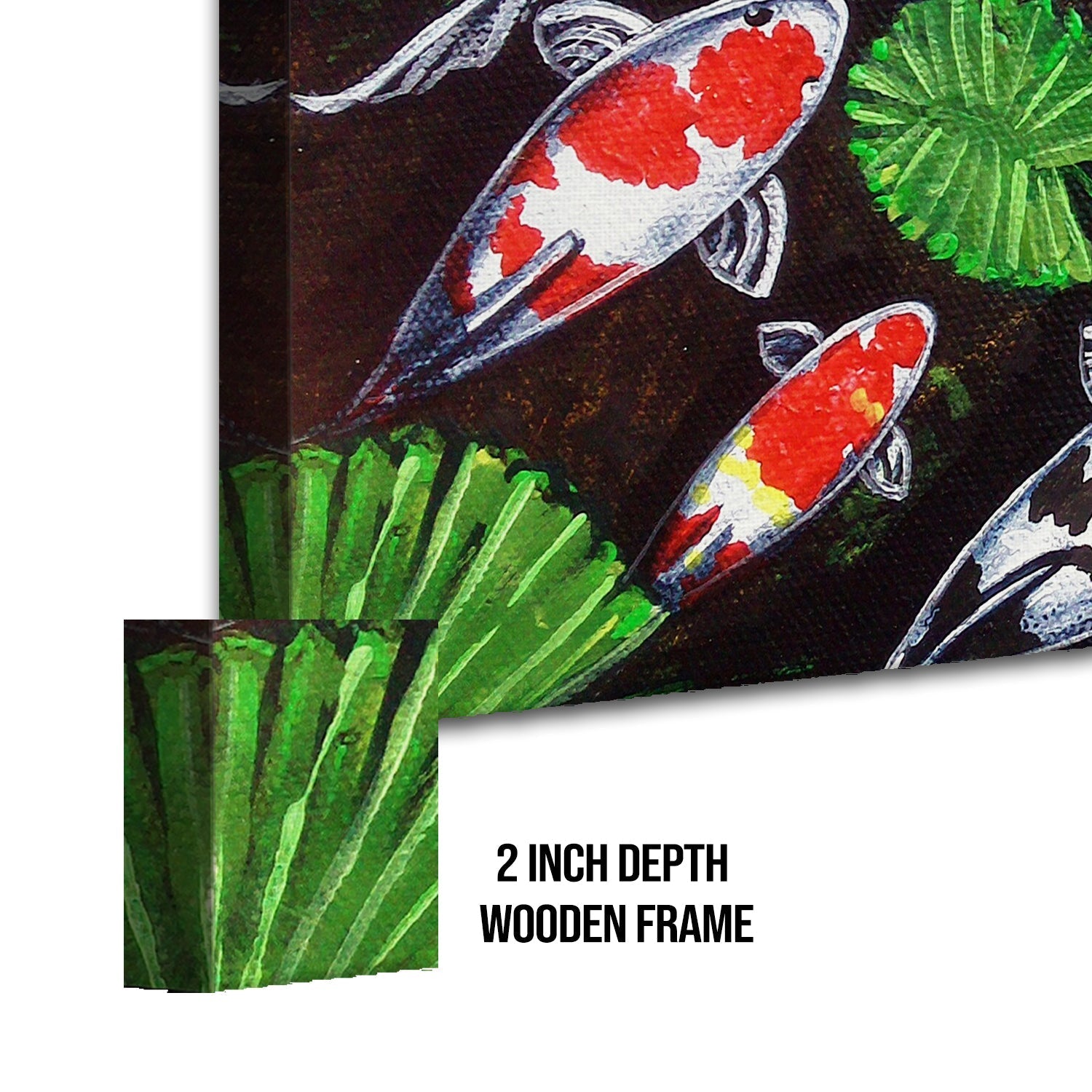 Feng Shui Koi Fish Canvas Painting Framed For Living Room Wall Decoration