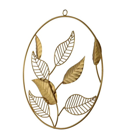 Gold Iron Mango Leaves Floral Metal Wall Art, Set of 3